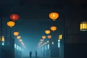 《缓坡》剧照，自行车推上长坡的背影